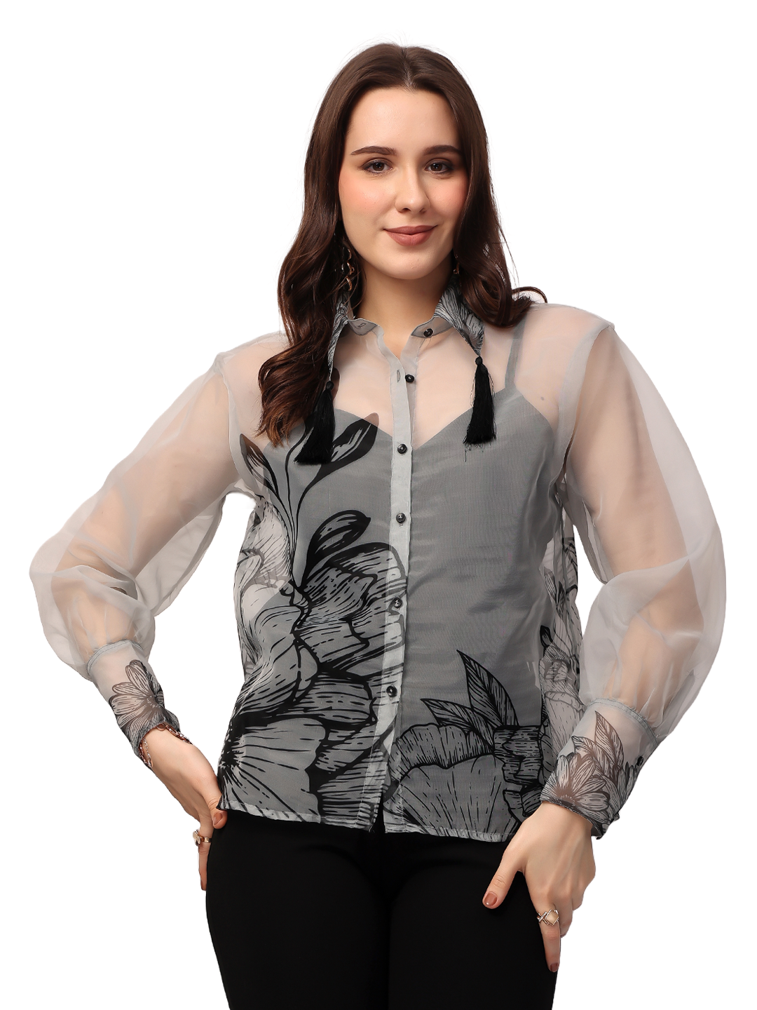 Grey Floral Shirt