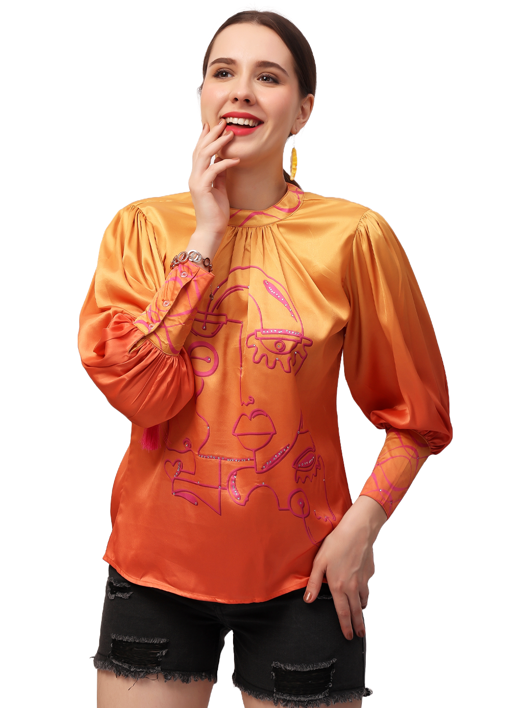 Orange Face Ombre Top