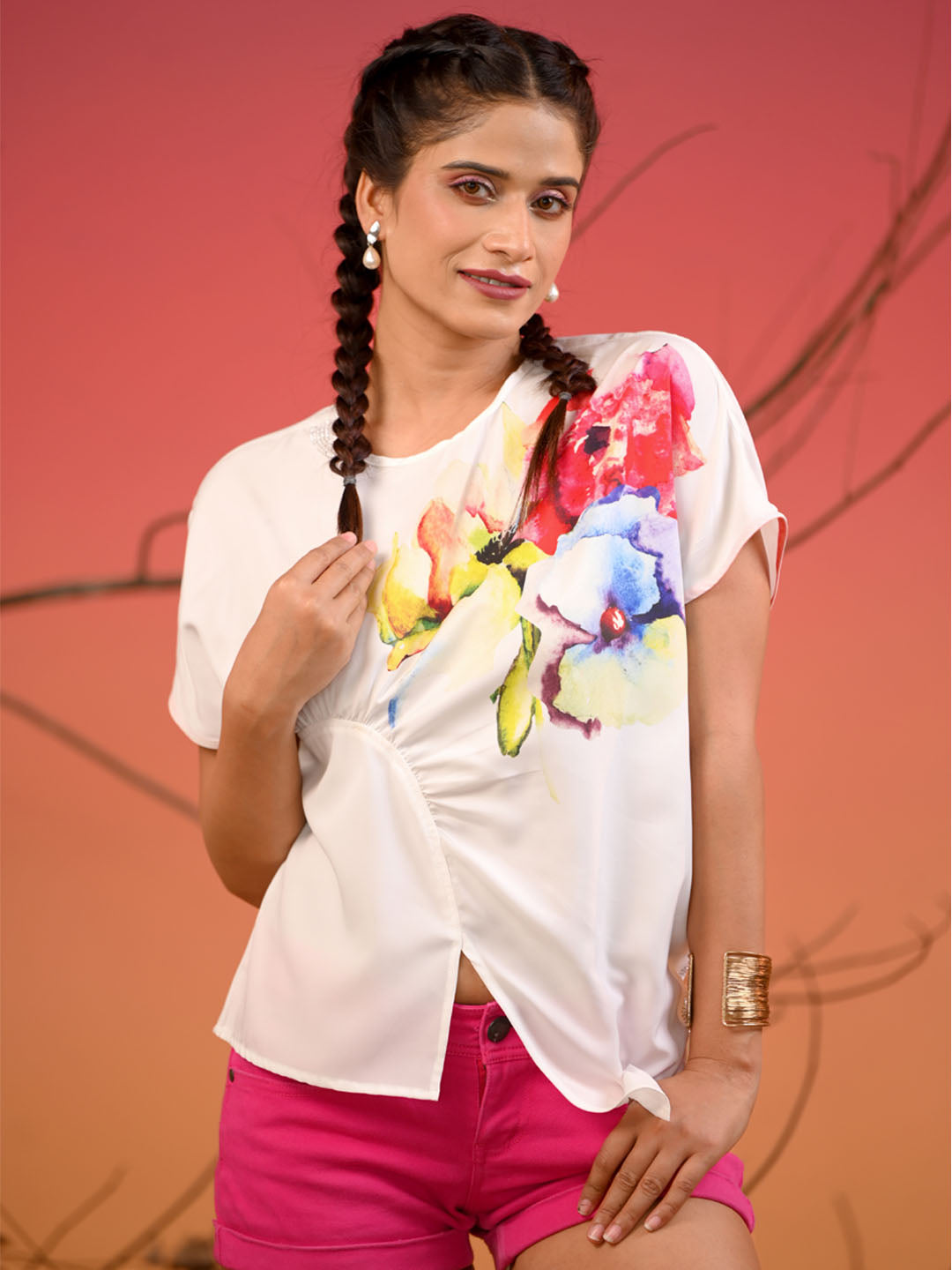 Asymmetric Floral Top