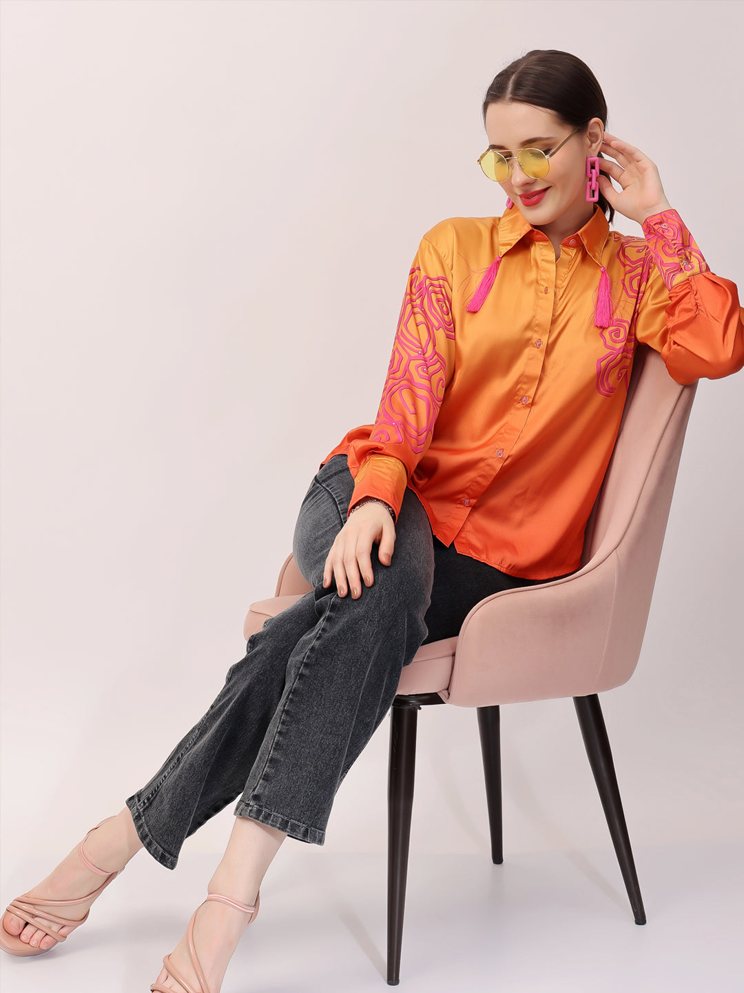 Orange Motif Ombre Shirt