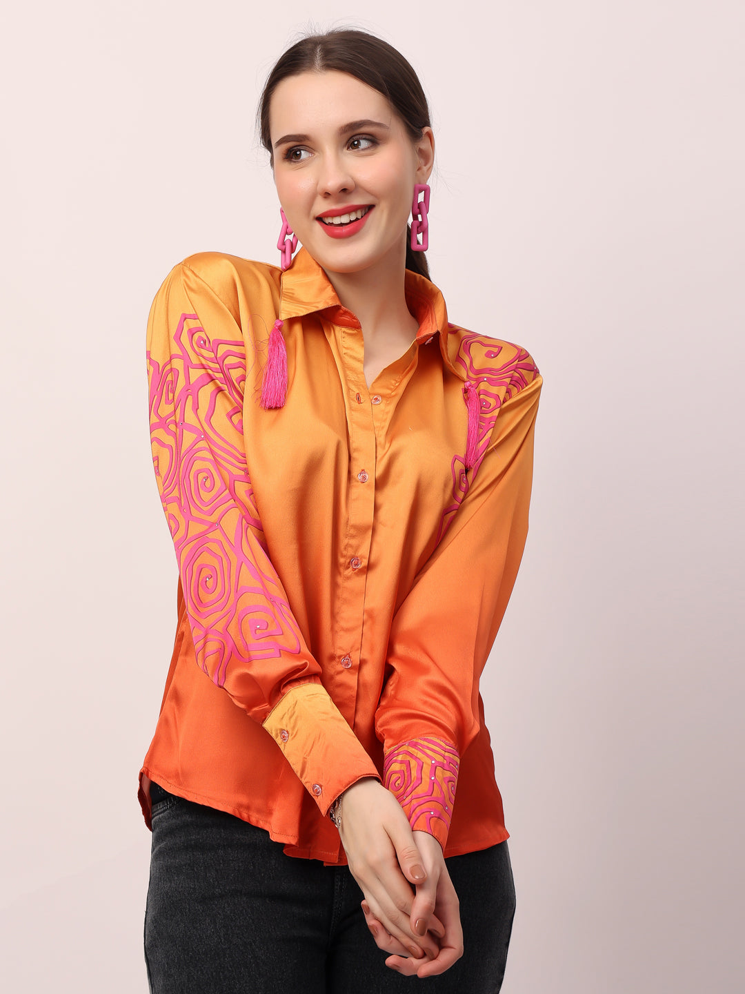 Orange Motif Ombre Shirt