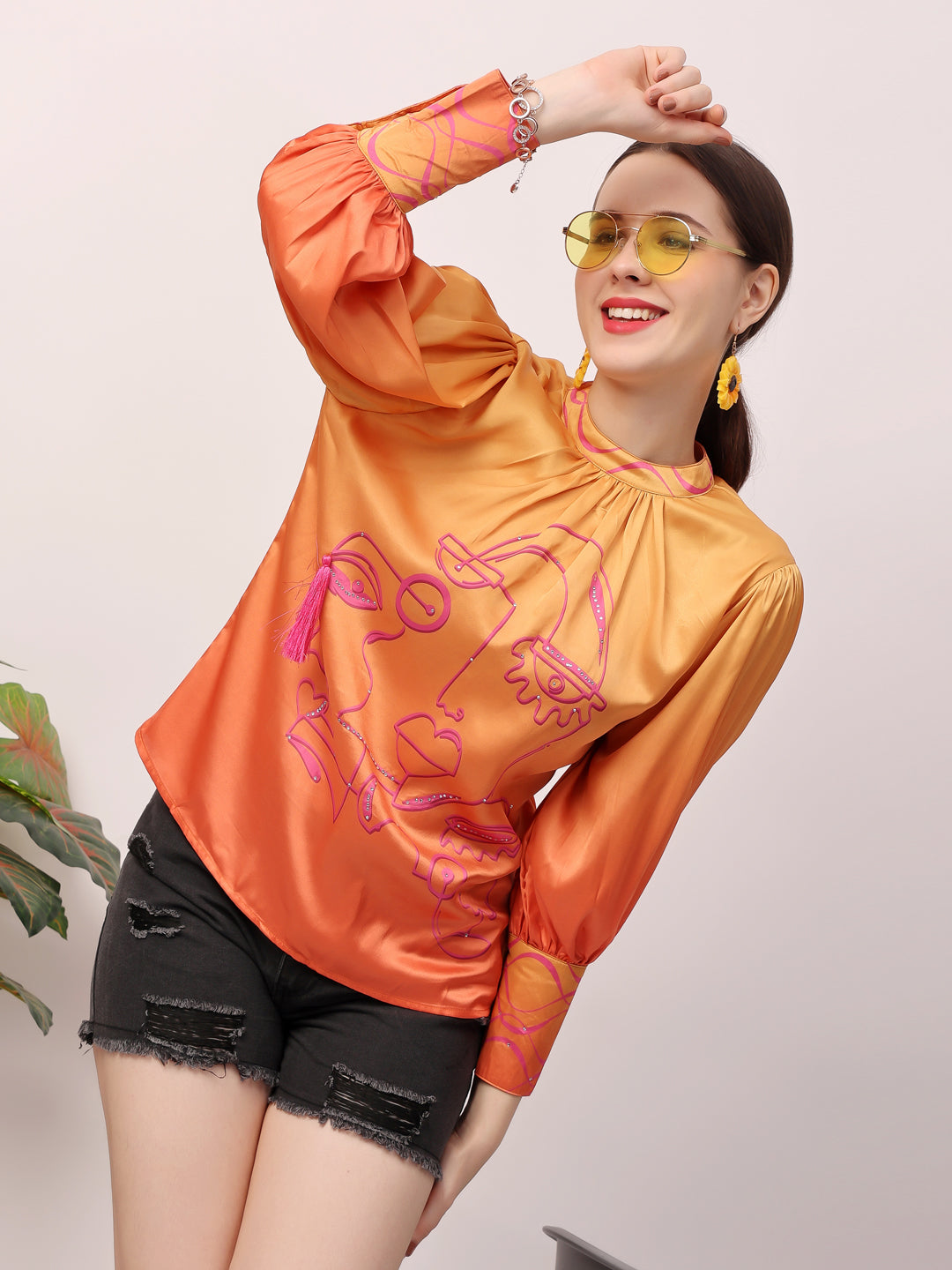 Orange Face Ombre Top