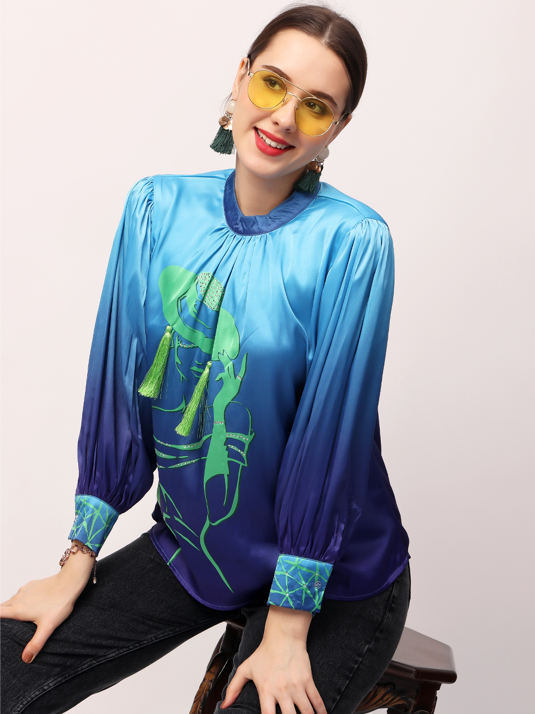 Blue lady Ombre Top