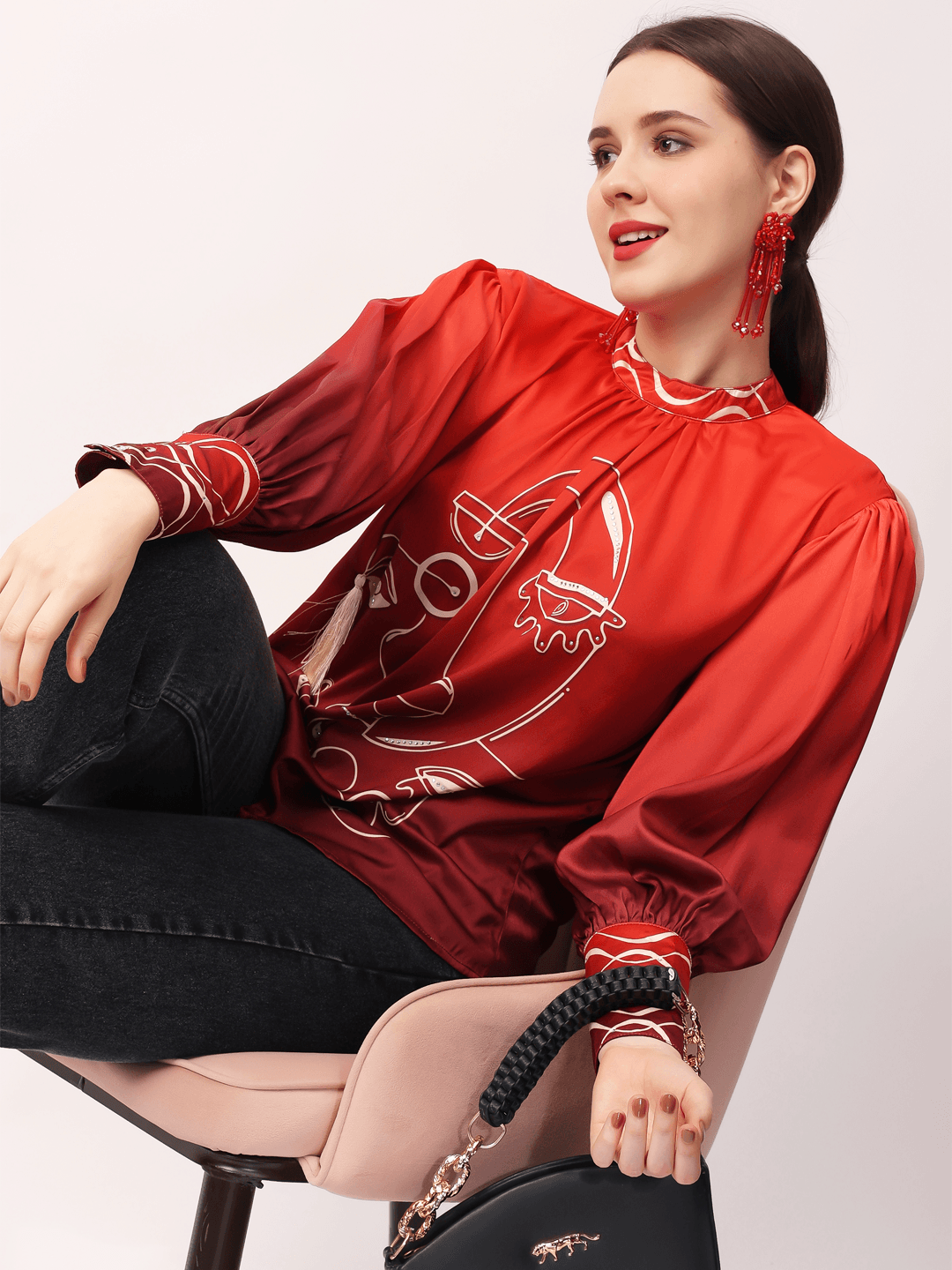Red Face Ombre Top