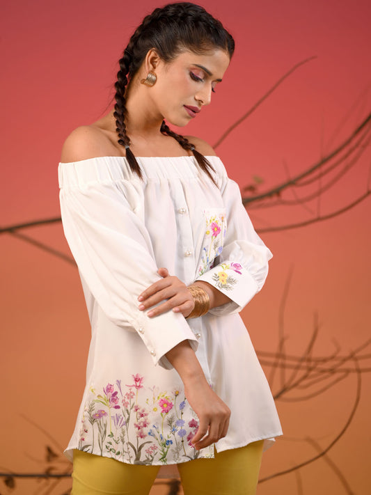 Off Shoulder Floral Shirt