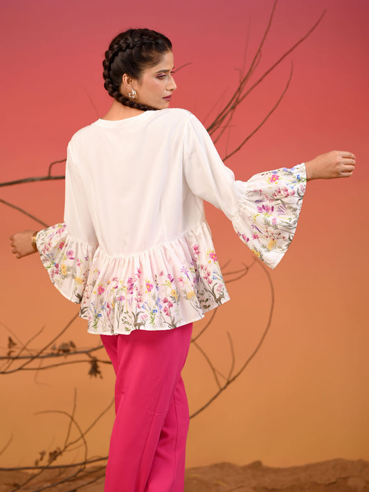 Floral Flare Sleeve Shirt