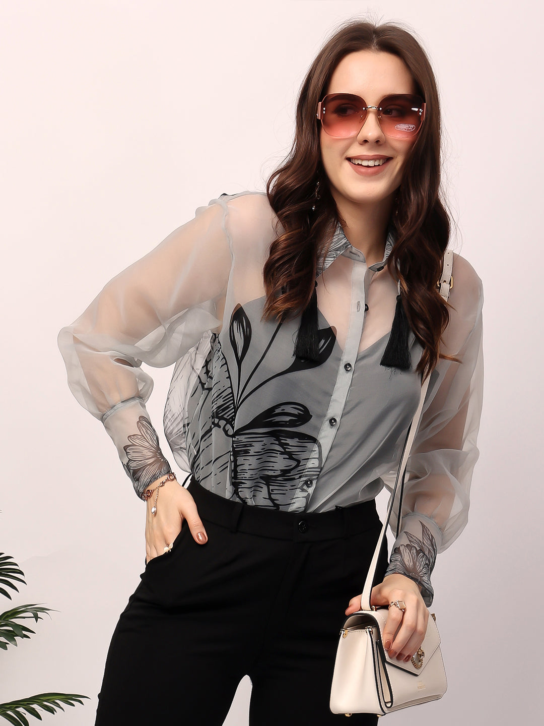 Grey Floral Shirt