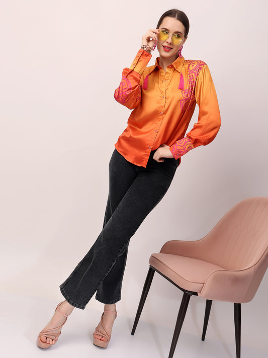 Orange Motif Ombre Shirt