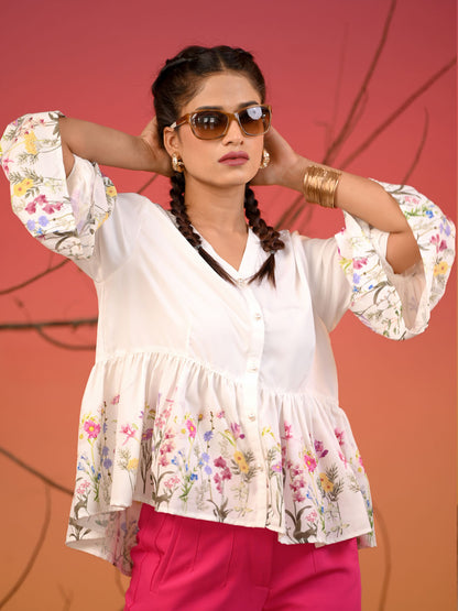 Floral Flare Sleeve Shirt