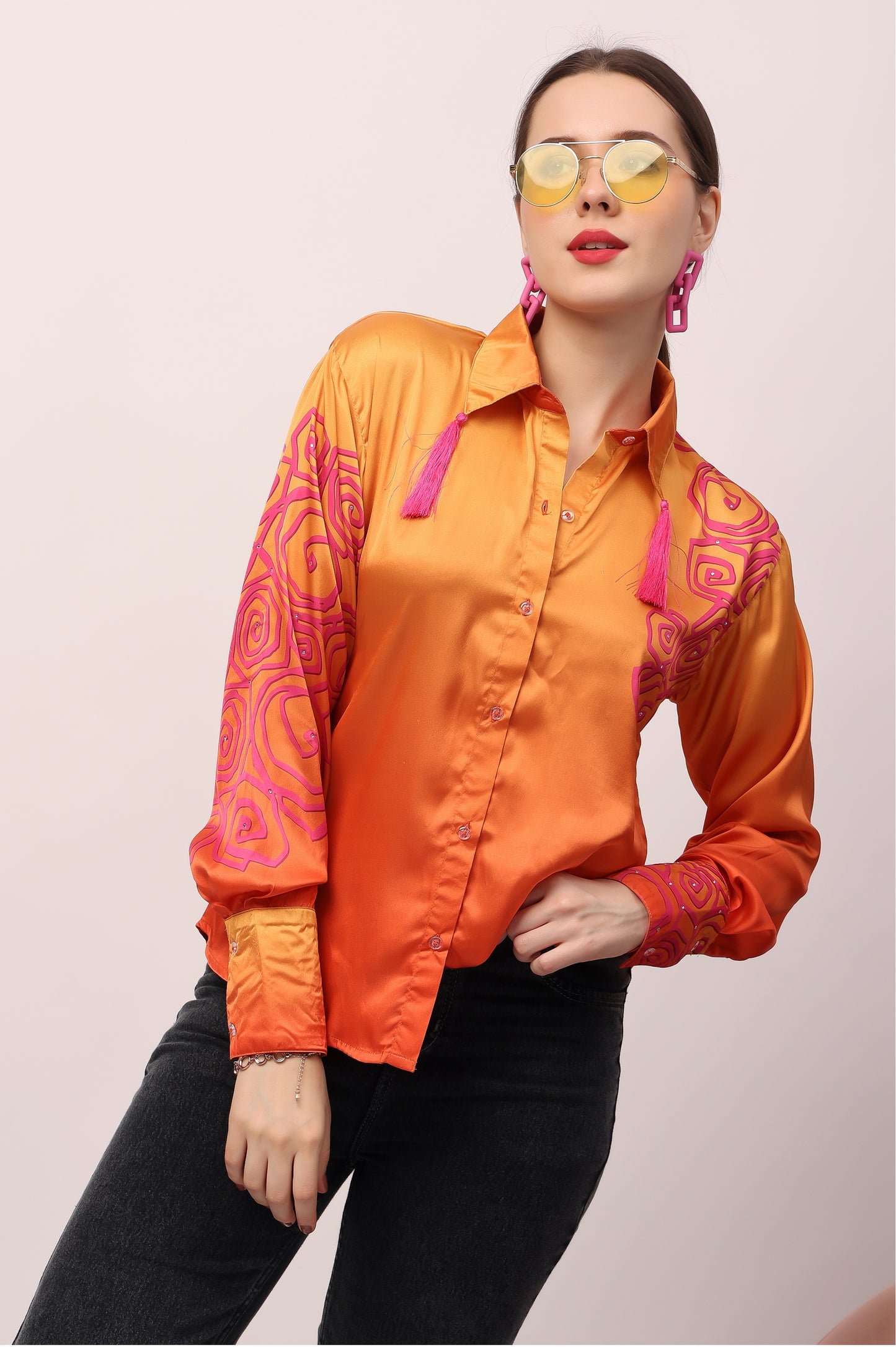 Orange Motif Ombre Shirt