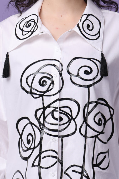 Black Rose Tassel Shirt