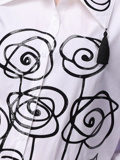 Black Rose Tassel Shirt