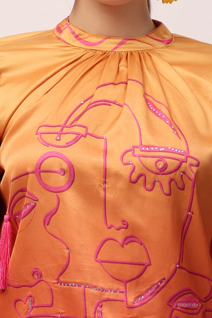 Orange Face Ombre Top