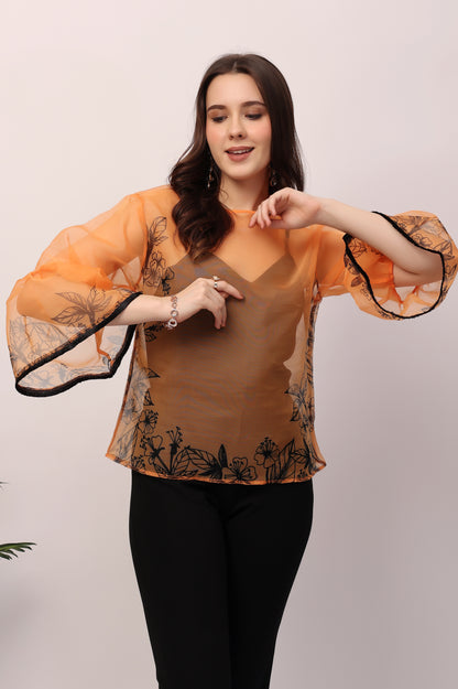 Orange Gardenia Top