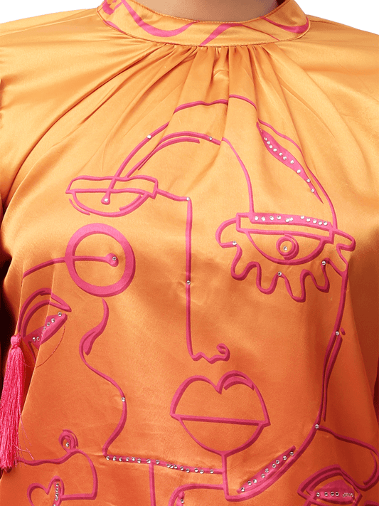 Orange Face Ombre Top