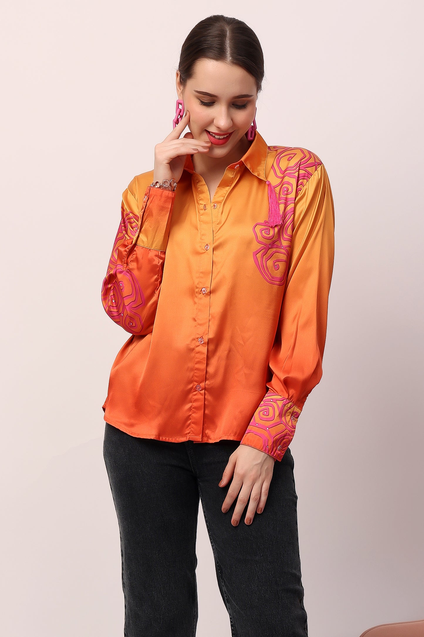 Orange Motif Ombre Shirt