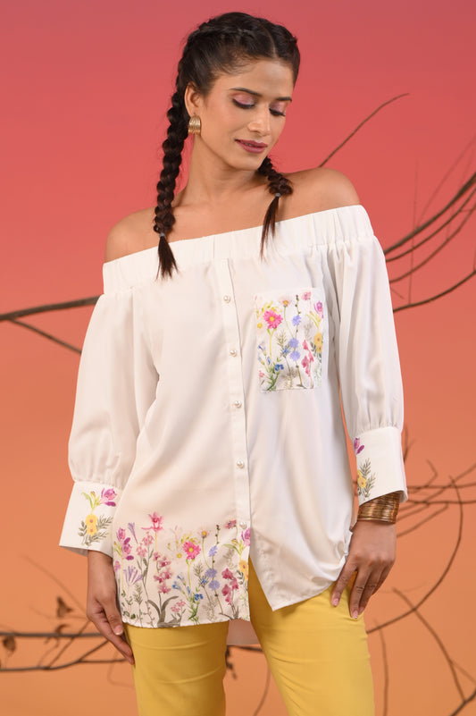 Off Shoulder Floral Shirt