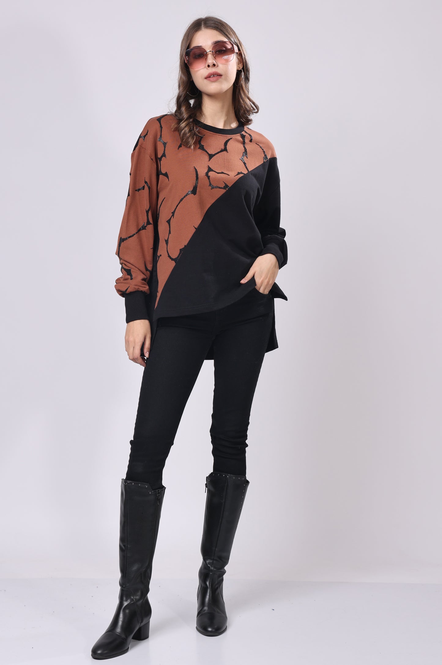 Bead Print Colorblock Tee