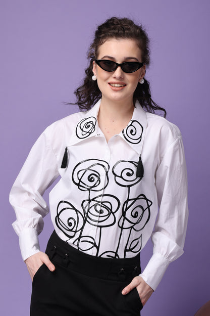 Black Rose Tassel Shirt