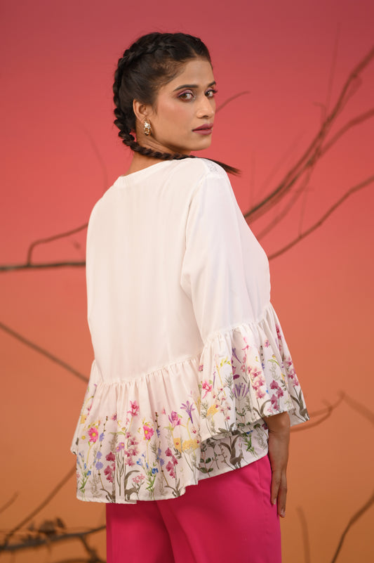 Floral Flare Sleeve Shirt