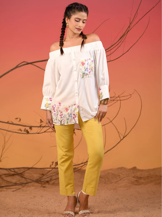 Off Shoulder Floral Shirt