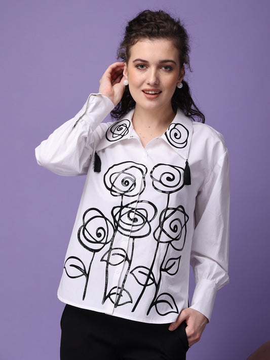 Black Rose Tassel Shirt