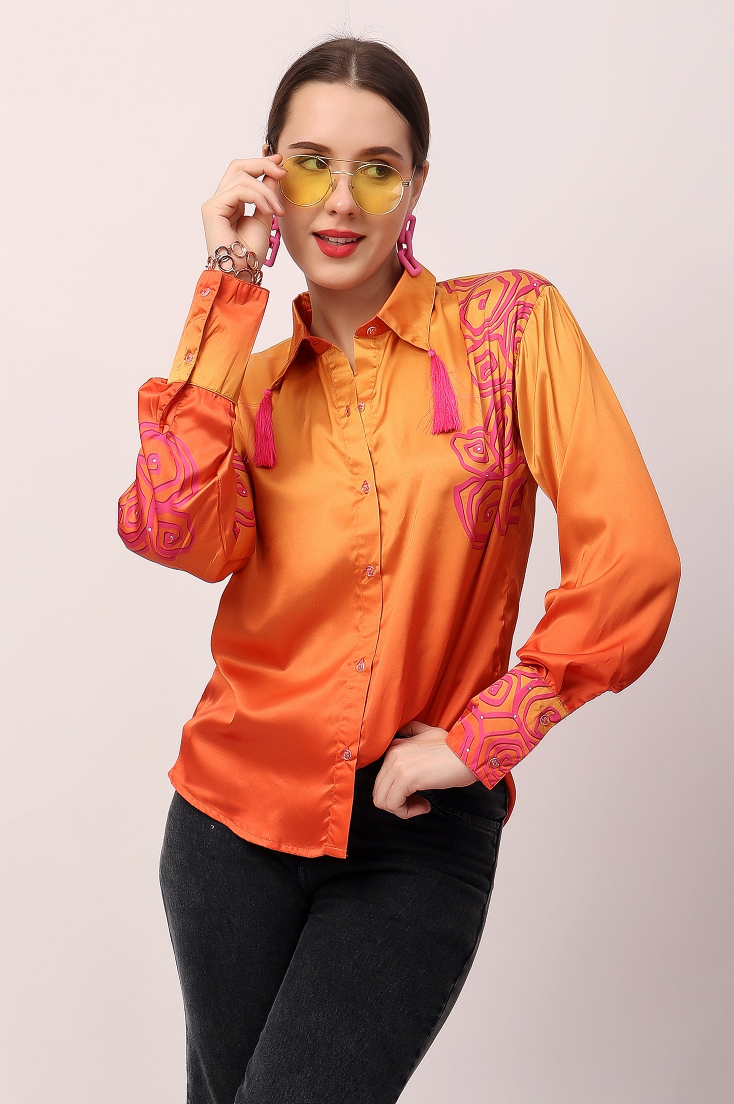 Orange Motif Ombre Shirt