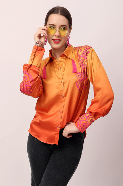 Orange Motif Ombre Shirt
