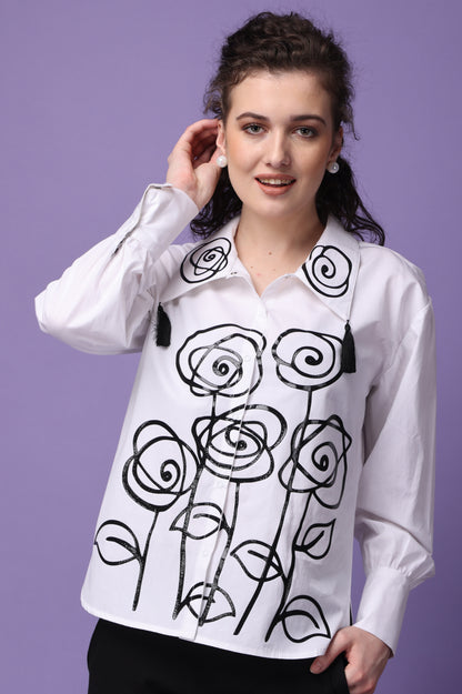 Black Rose Tassel Shirt