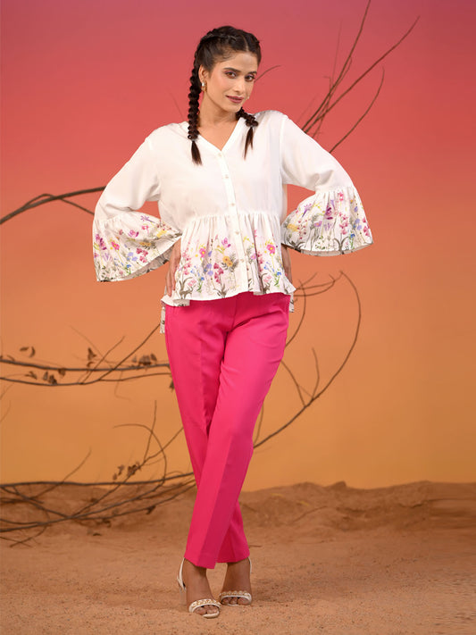 Floral Flare Sleeve Shirt