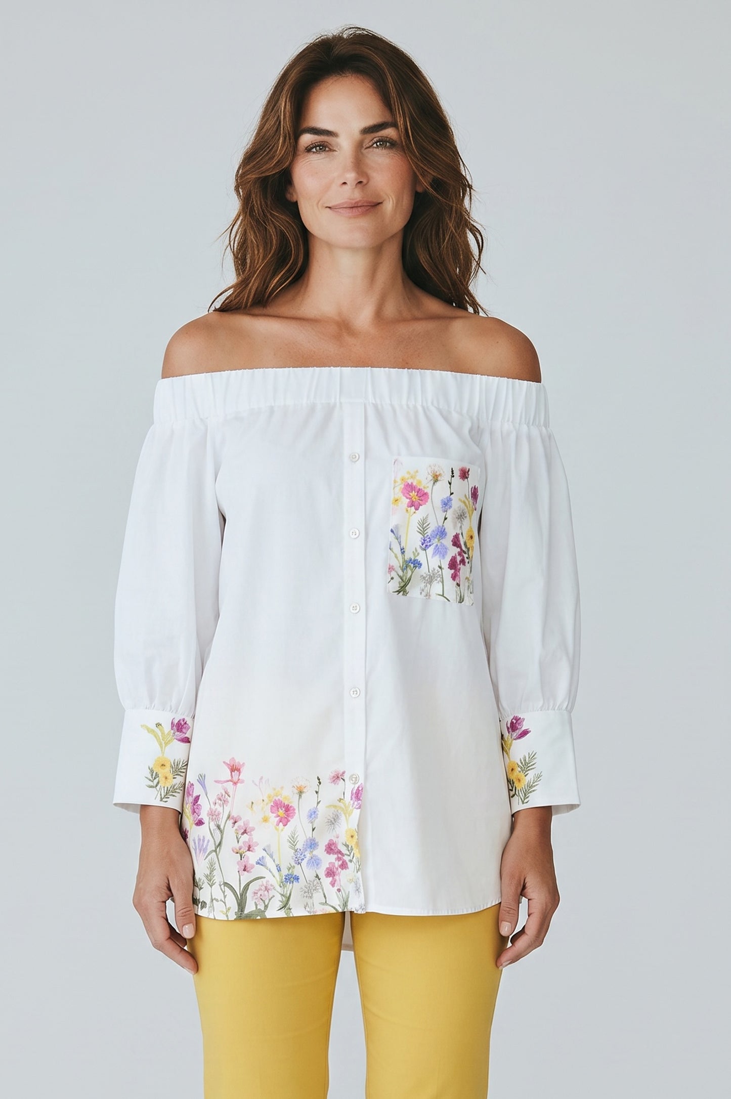 Off Shoulder Floral Shirt