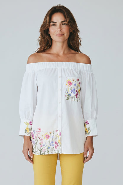 Off Shoulder Floral Shirt