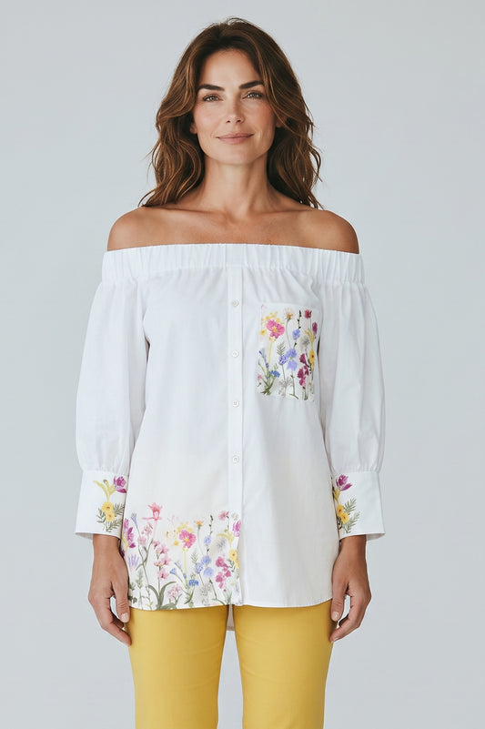 Off Shoulder Floral Shirt