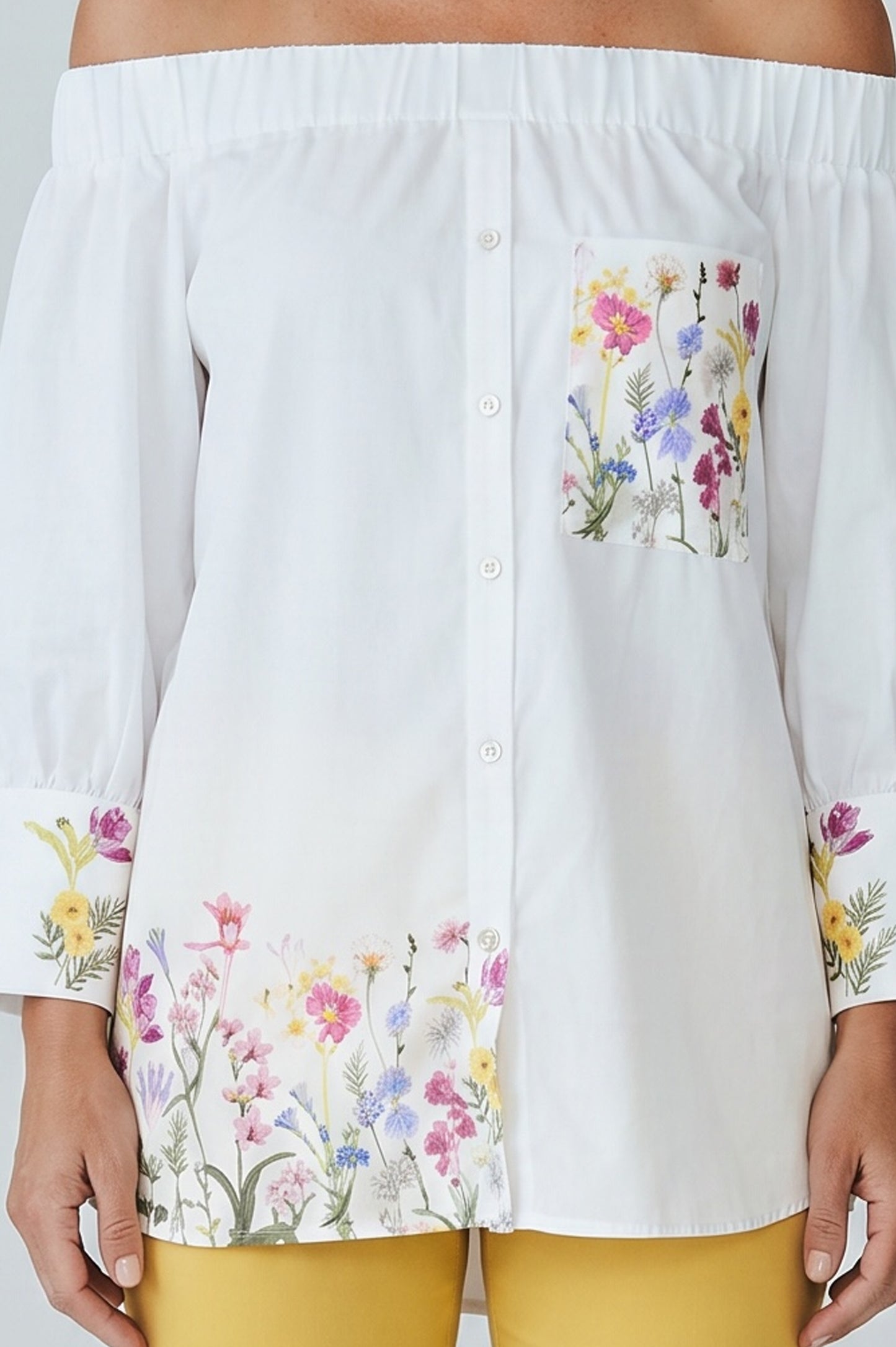 Off Shoulder Floral Shirt