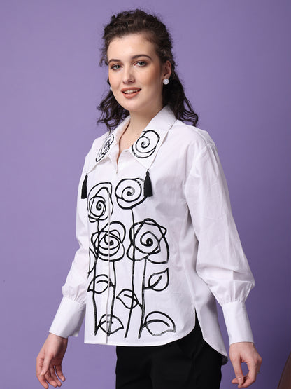 Black Rose Tassel Shirt