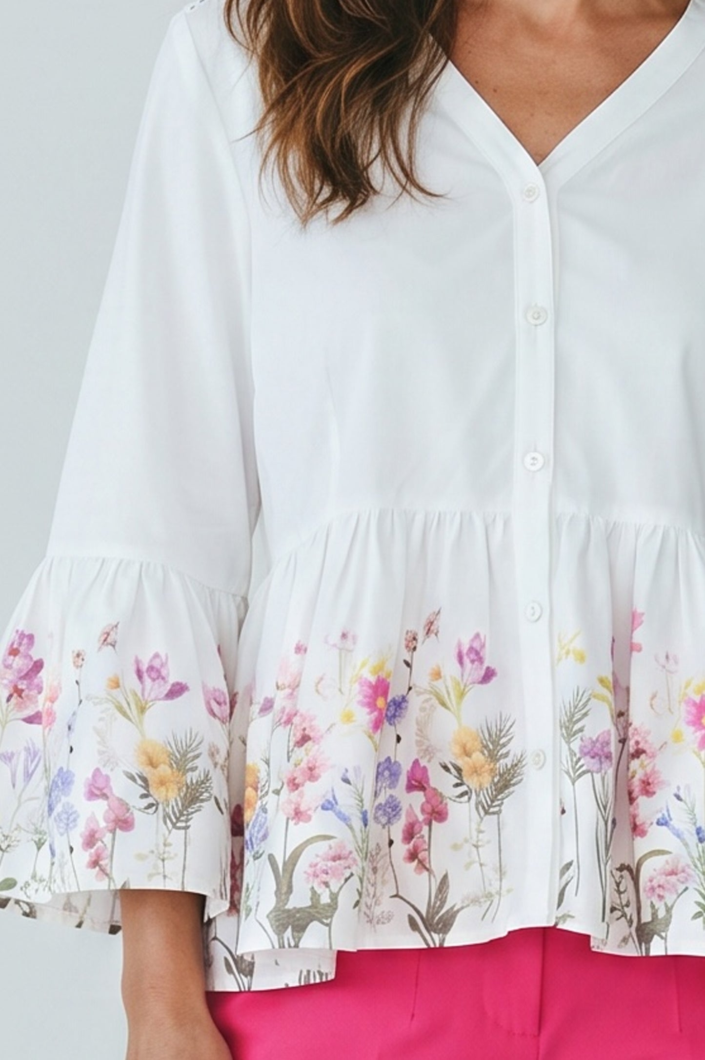 Floral Flare Sleeve Shirt