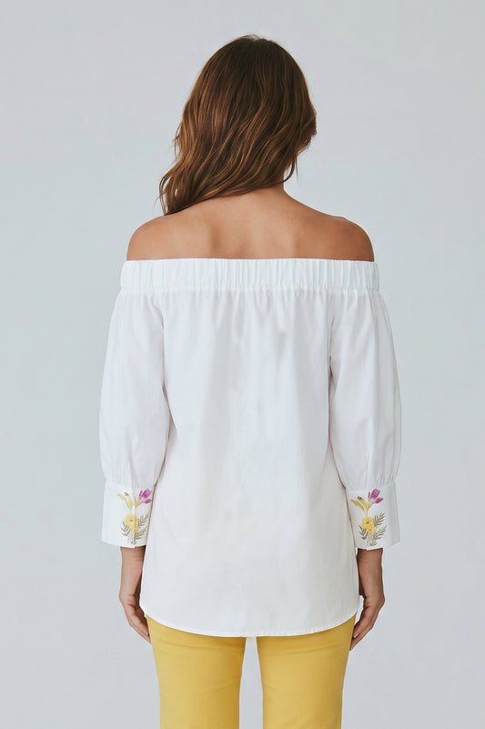 Off Shoulder Floral Shirt