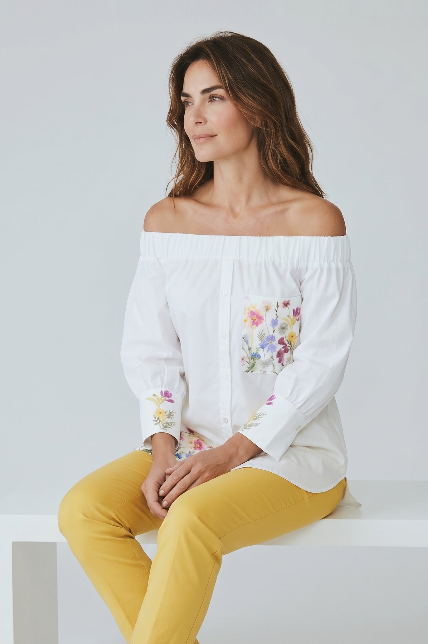 Off Shoulder Floral Shirt