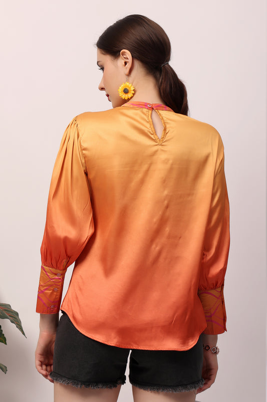 Orange Face Ombre Top
