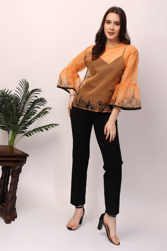 Orange Gardenia Top
